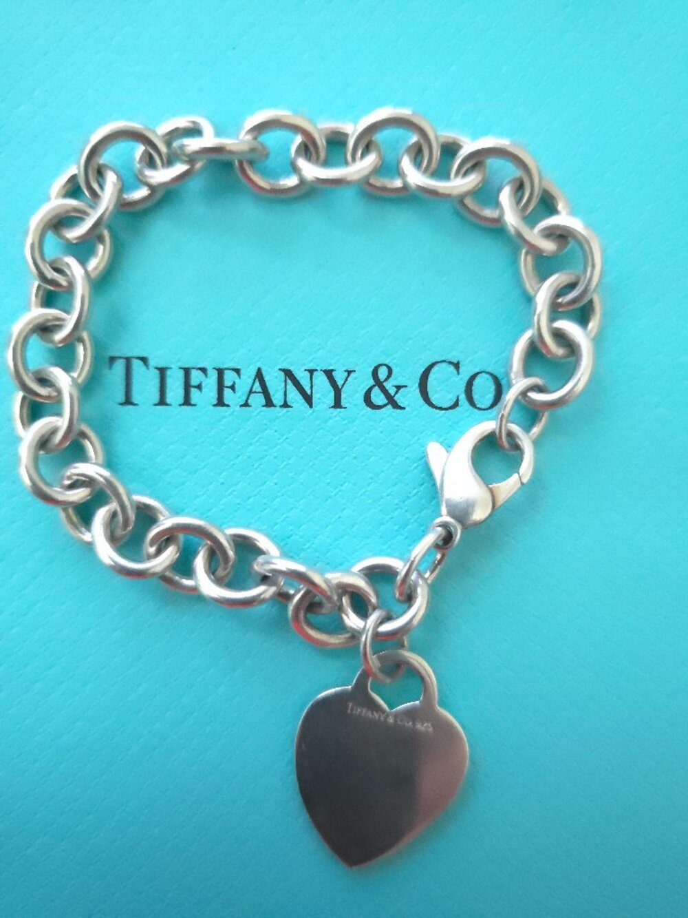 Authentic Tiffany & Co Blank Heart Bracelet. 7.75" Long